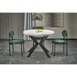 Раздвижной обеденный стол PERONI 100-250/100/75 cm белый мрамор/черный