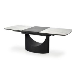 Раздвижной обеденный стол OSMAN белый мрамор/черный 160-220/90/77 cm