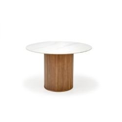 Круглый обеденный стол BRUNO белый мрамор/орех 120 cm
