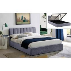 Кровать с ящиком для белья MONTREAL velvet T192 серый 160x200