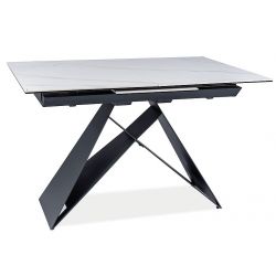 Раздвижной обеденный стол WESTIN SC белый мрамор/черный 120-160x80cm
