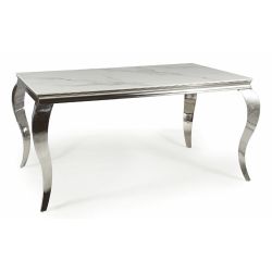 Обеденный стол PRINCE белая керамика calacatta/хром 180x90cm