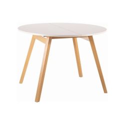 Раздвижной обеденный стол OPERA белый/бук 102-142x102 cm