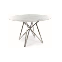 Круглый стол MURANO белый мрамор/хром 120 cm