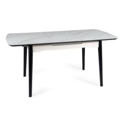 Раздвижной обеденный стол APOLLO белый/черный 120-160x80 cm