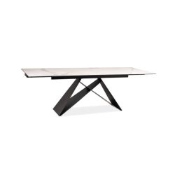 Раскладной обеденный стол WESTIN III ceramic белый мрамор/черный 180-260x90 cm