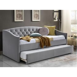 Кровать ALESSIA 90x200 velvet светло-серый Bluvel 03