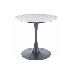 Круглый обеденный стол ESPERO белый мрамор/черная нога 80 cm
