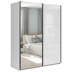 Шкаф с раздвижными дверями 153 cm TETRIX белый глянец/зеркало