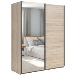 Шкаф с раздвижными дверями 153 cm TETRIX дуб сонома/зеркало