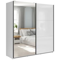 Шкаф с раздвижными дверями 183 cm TETRIX белый глянец/зеркало