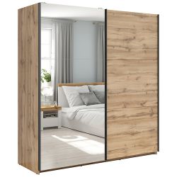 Шкаф с раздвижными дверями 183 cm TETRIX дуб вотан/зеркало