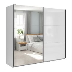 Шкаф с раздвижными дверями 220 cm TETRIX белый глянец/зеркало