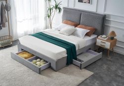 Кровать с ящиками BECKY velvet серый 160x200 cm