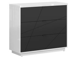 Комод FORN 106 cm KOM3S белый глянец/черный матовый