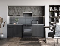 Кухонный комплект TAMARA 240 cm серый/черный