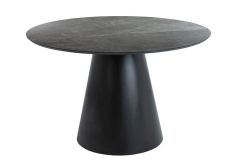 Круглый обеденный стол ANGEL 120 cm серый мрамор/черный