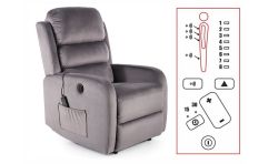 Кресло PEGAZ M (с функцией массажа) velvet серый Bluvel 14