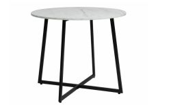 Круглый обеденный стол LUNA белый мрамор/черный 90 cm