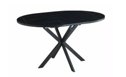 Раздвижной обеденный стол GASTON черный мрамор/черный 100-135x100 см