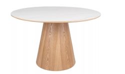 Круглый обеденный стол ANGEL 120 cm ceramic белый/дуб