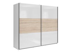 Шкаф с раздвижными дверями 220 cm TETRIX белый глянец/дуб сонома