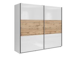Шкаф с раздвижными дверями 220 cm TETRIX белый глянец/дуб вотан