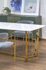 Обеденный стол CLEMENTE 160/90/76 cm белый мрамор/золотойÂ â€” Ð¸Ð·Ð¾Ð±Ñ€Ð°Ð¶ÐµÐ½Ð¸Ðµ 8