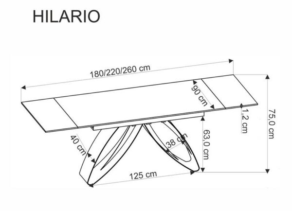 Раскладной обеденный стол HILARIO 180-260/90/75 cm черный мраморÂ â€” Ð¸Ð·Ð¾Ð±Ñ€Ð°Ð¶ÐµÐ½Ð¸Ðµ 8