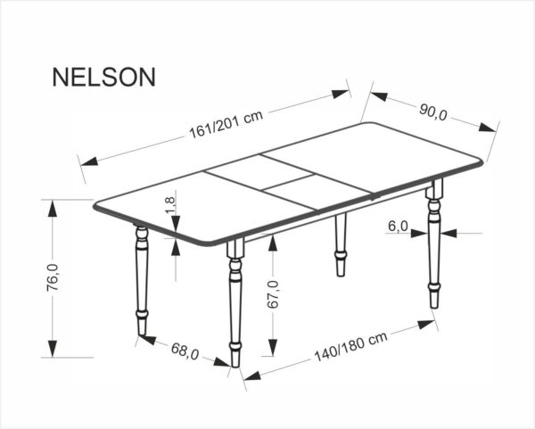 Раздвижной обеденный стол NELSON 160-200/90/76 cm белый лакÂ â€” Ð¸Ð·Ð¾Ð±Ñ€Ð°Ð¶ÐµÐ½Ð¸Ðµ 4