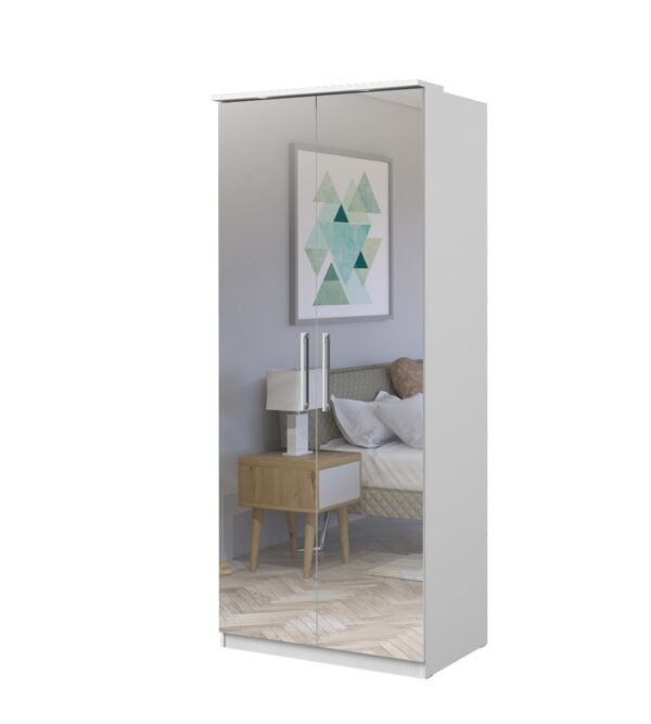 Riidekapp OPTIMA 2497KL58 valge/peegel 90cm - Image 3