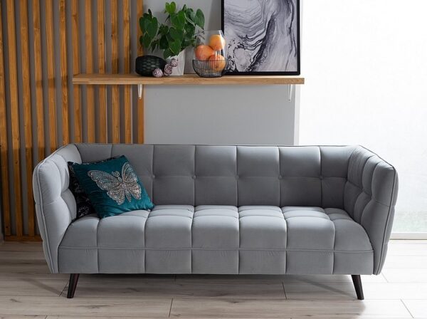 Диван Castello 3 velvet серый Bluvel 14/венге 200 cmÂ â€” Ð¸Ð·Ð¾Ð±Ñ€Ð°Ð¶ÐµÐ½Ð¸Ðµ 3
