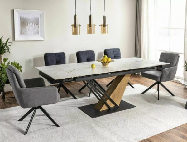 Раскладной обеденный стол GENESIS белый мрамор/дуб 180-240x90 cmÂ â€” Ð¸Ð·Ð¾Ð±Ñ€Ð°Ð¶ÐµÐ½Ð¸Ðµ 4