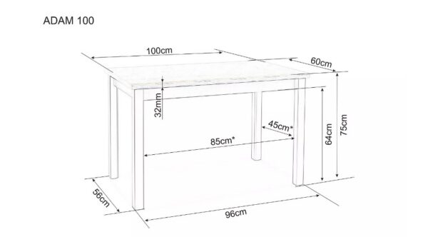 Обеденный стол ADAM 100x60 дуб артисан/черныйÂ â€” Ð¸Ð·Ð¾Ð±Ñ€Ð°Ð¶ÐµÐ½Ð¸Ðµ 3