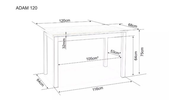 Обеденный стол ADAM 120х68 дуб артисан/черныйÂ â€” Ð¸Ð·Ð¾Ð±Ñ€Ð°Ð¶ÐµÐ½Ð¸Ðµ 3