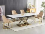 Раскладной обеденный стол HERMES II белый мрамор/золотой 160-240X90 cmÂ â€” Ð¸Ð·Ð¾Ð±Ñ€Ð°Ð¶ÐµÐ½Ð¸Ðµ 6