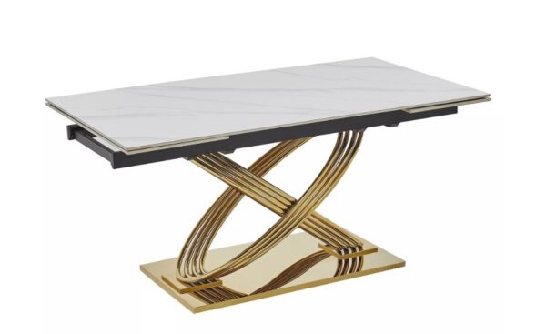 Раскладной обеденный стол HERMES II белый мрамор/золотой 160-240X90 cmÂ â€” Ð¸Ð·Ð¾Ð±Ñ€Ð°Ð¶ÐµÐ½Ð¸Ðµ 3