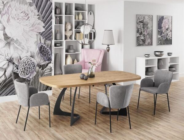 Раскладной обеденный стол VELDON дуб/черный 160-200/90/75 cmÂ â€” Ð¸Ð·Ð¾Ð±Ñ€Ð°Ð¶ÐµÐ½Ð¸Ðµ 8