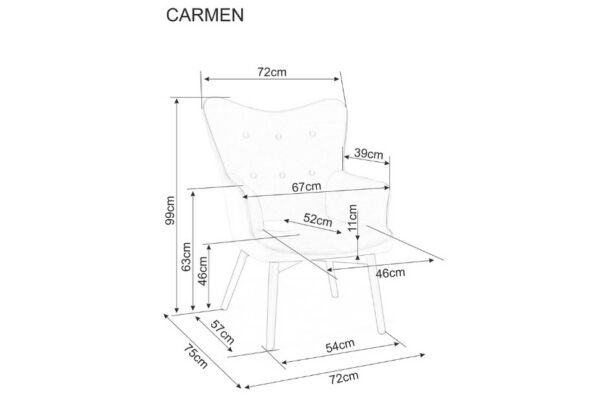 Кресло CARMEN velvet черный Bluvel 19Â â€” Ð¸Ð·Ð¾Ð±Ñ€Ð°Ð¶ÐµÐ½Ð¸Ðµ 3