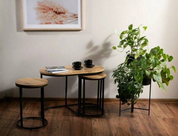 Комплект журнальных столиков 3шт. TWIX дуб артисан/черныйÂ â€” Ð¸Ð·Ð¾Ð±Ñ€Ð°Ð¶ÐµÐ½Ð¸Ðµ 3