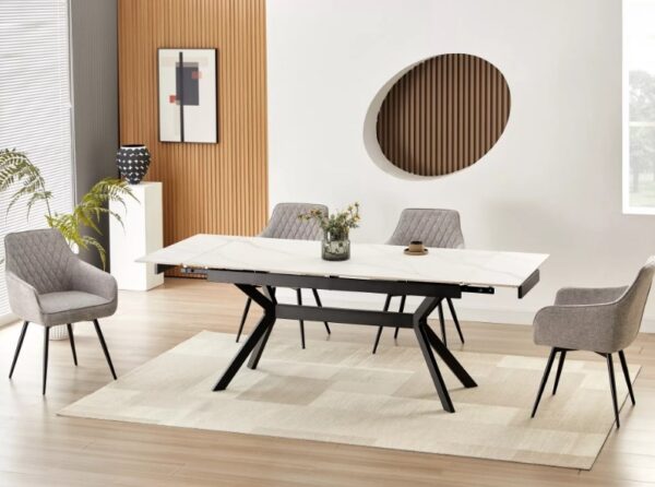 Раздвижной обеденный стол IMPERIA 180-240x90 cm белый мрамор/черныйÂ â€” Ð¸Ð·Ð¾Ð±Ñ€Ð°Ð¶ÐµÐ½Ð¸Ðµ 8